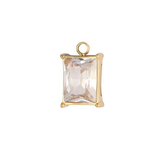 White Stone Rectangle charm